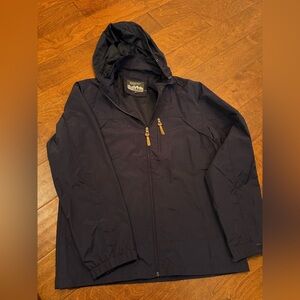 Outdoor Sports Navy Black Full Zip Hooded Jacket Mens Size Medium